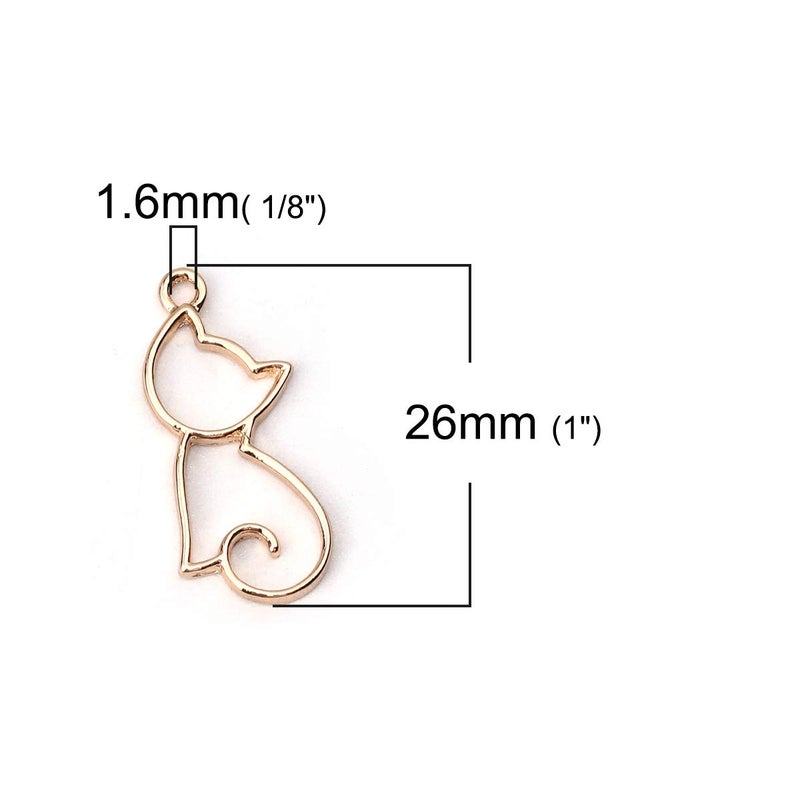 JGFinds Cat Charm Pendants 20 pack (10 Silver tone, 10 Gold tone), 28mm (1") x 18mm(1/2"), Zinc Alloy - Image 3